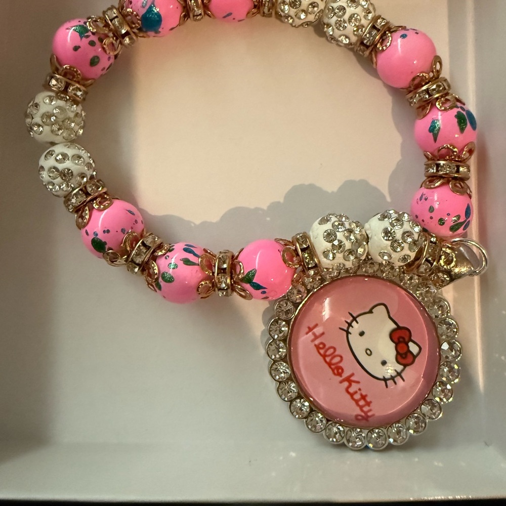 Hello Kitty Pink and White Beaded Bracelet